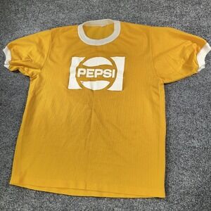 Vintage Sportswear T Shirt Large Yellow Pepsi Waffle Single Stitch USA Made 70's